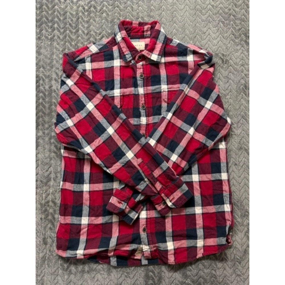 Jachs NY Mens Plaid Flannel Button Down Shirt Large 100% Cotton 0546